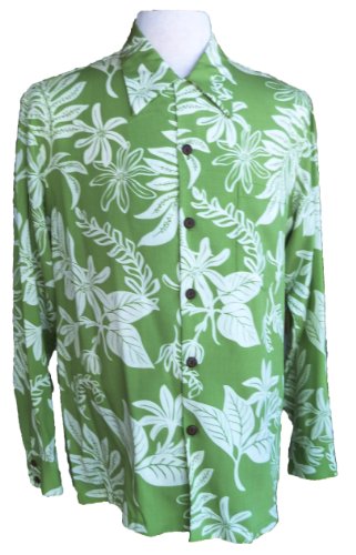 Paradise Found Mens Tiare Kamehameha Style Long Sleeve Shirt