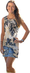 Women’s A-Line Dress – Island Escape Border Print – Slimming Bodice