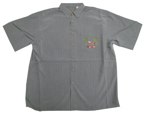 Bamboo Cay Mens Santa's Hula Holidays Embroidered Shirt