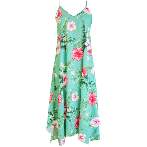 Soft Pink Hibiscus Maxi Scarf Hawaiian Hem Dress