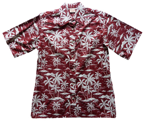 Made in USA - Go Barefoot Men's Island Palms Reverse Aloha Shirt