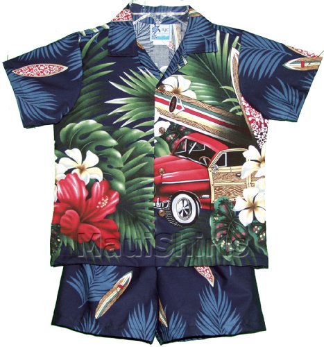 RJC Boys 1 to 7 Toddler Tropical Surfboard Woodie 2pc Set