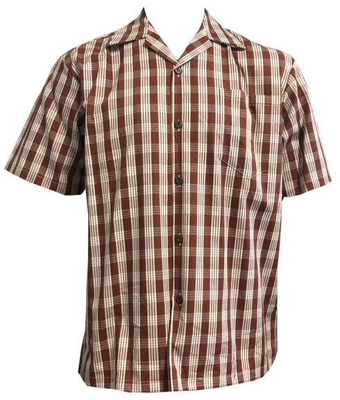 Men's Classic Hawaiian Paniolo Palaka Plaid Shirt