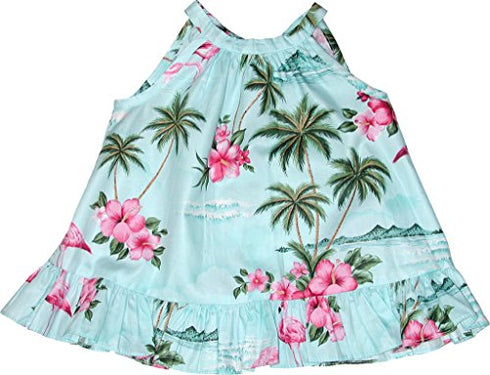 RJC Baby Girls Flamingo Paradise Halter Ruffle Hawaiian 2pc Dress Set