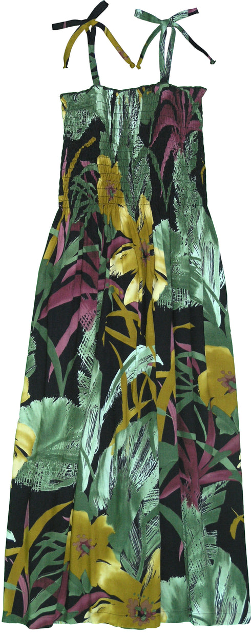 Oriental Watercolor Women's Hawaiian Smocked Dress