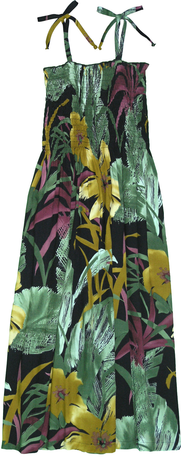 Oriental Watercolor Women's Hawaiian Smocked Dress