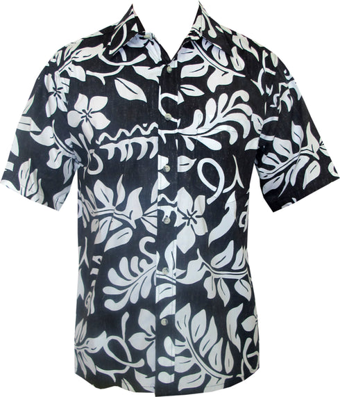 Made in USA - Go Barefoot Men's Lanai Plumeria Reverse Aloha Shirt