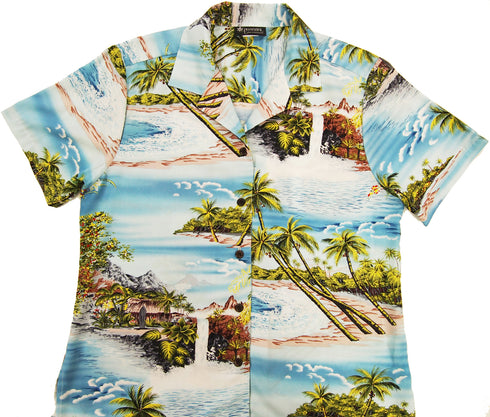 Paradise Island Surf Women's Hawaiian Aloha Rayon Shirt