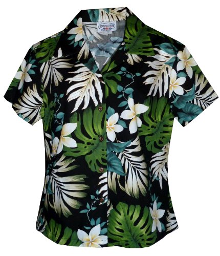 Pacific Legend Women's Frangipani Monstera Fern Fitted Shirt