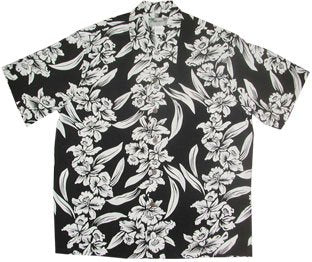 White Orchid Panel Kamehameha Men's Hawaiian Aloha Rayon Vintage Shirt