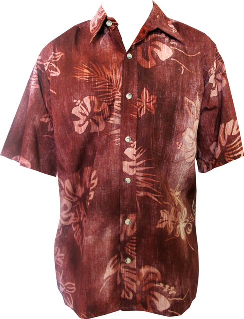 Made in USA - Go Barefoot Men's Ape Leaf Reverse Aloha Shirt
