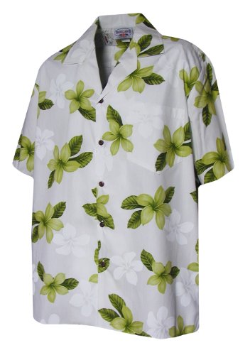 Pacific Legend Mens Single Tone Plumeria Shirt
