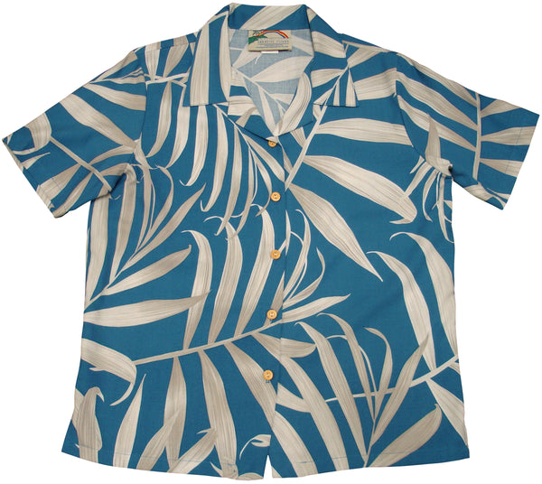 Palm Fronds Women's Hawaiian Camp Shirt