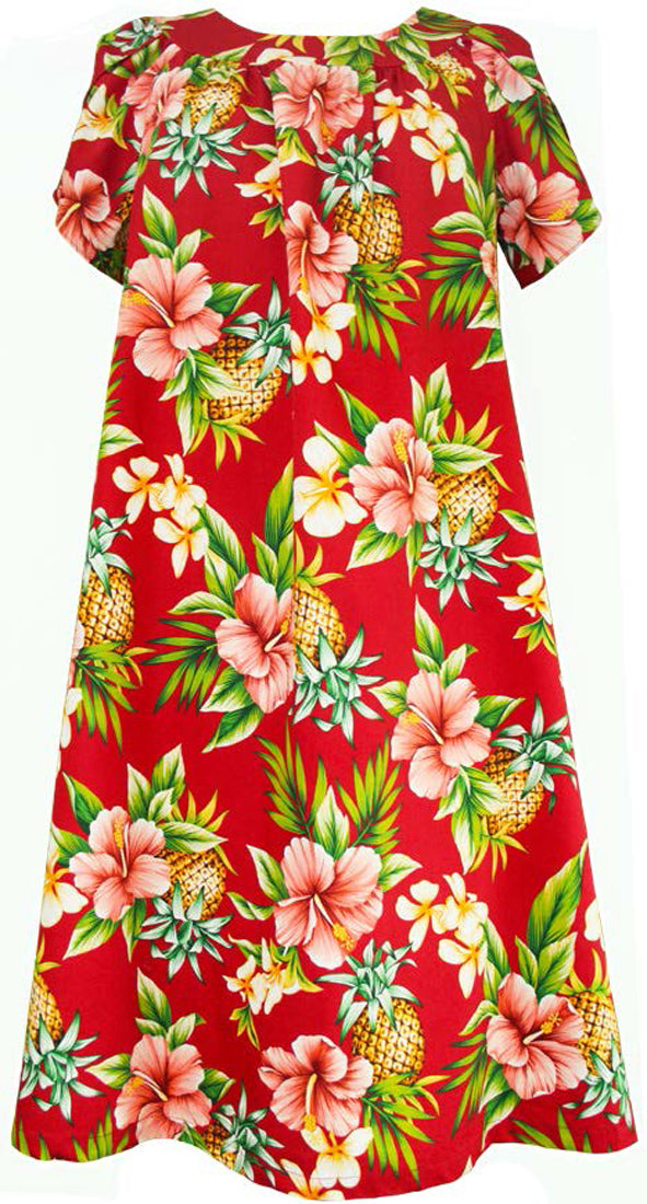 Pineapple Hibiscus Cotton Muu Muu Dress
