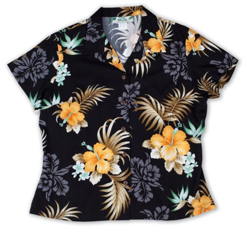 Two Palms Women's Fern Hibiscus Fitted Blouse