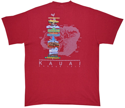 Hawaii Island Signpost Screenprinted Hawaiian T-Shirt