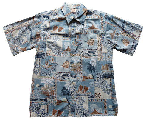 Made in USA - Go Barefoot Men's Pacifica Islander Reverse Aloha Shirt