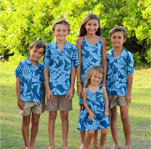 Hala Pineapples Hawaiian Side Tie Double Elastic Girls Strap Dress