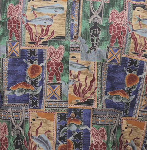 Go Barefoot Mens Honu Tapa Peached Cotton Shirt