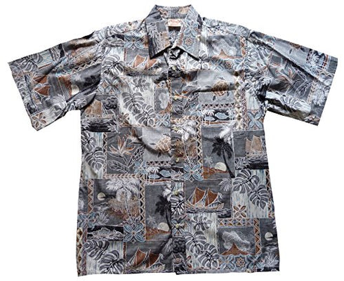 Made in USA - Go Barefoot Men's Pacifica Islander Reverse Aloha Shirt