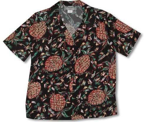 Pineapples Original Kamehameha Women's Hawaiian Aloha Rayon Shirt