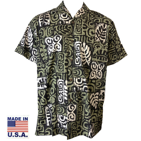 Tapa Blocks Men's Classic Hawaiian Custom Made Shirt (Big or Tall Size)