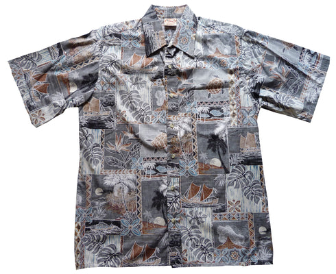 Made in USA - Go Barefoot Men's Pacifica Islander Reverse Aloha Shirt
