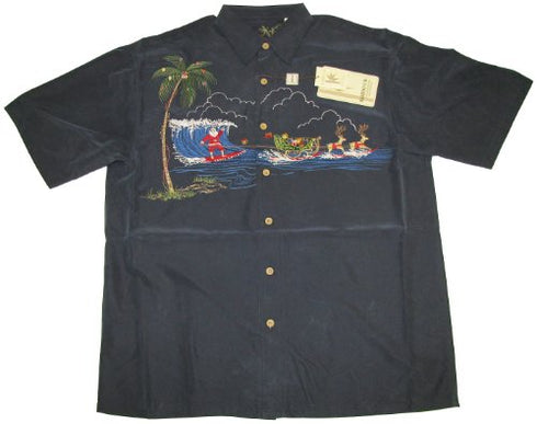 Bamboo Cay Men's Santa Dropping In Embroidered Shirt