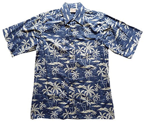 Made in USA - Go Barefoot Men's Island Palms Reverse Aloha Shirt