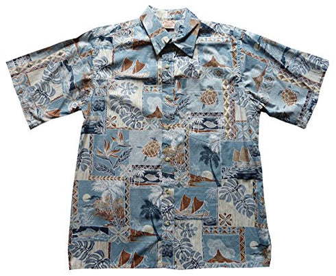 Made in USA - Go Barefoot Men's Pacifica Islander Reverse Aloha Shirt