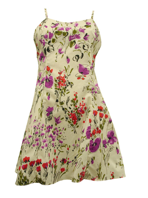 Wild Flower Splash Women's Princess Seam Flared Hawaiian Dress (Petite Size)