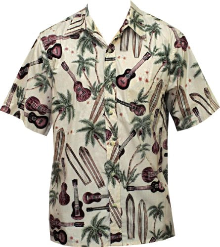 Made in USA - Go Barefoot Men's Palm Ukulele Reverse Aloha Shirt
