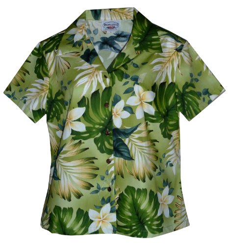 Pacific Legend Women's Frangipani Monstera Fern Fitted Shirt