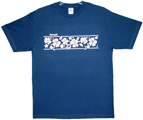 Hibiscus Chest Band Screenprinted Hawaiian T-Shirt
