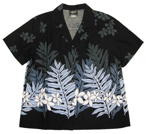 Plumeria Fern Women's Hawaiian Camp Shirt