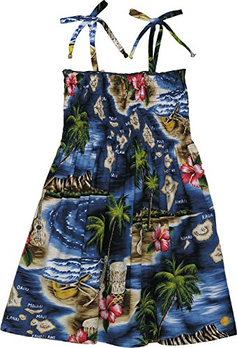 RJC Girl's Hibiscus Hawaiian Islands Hawaiian Smocked Dress