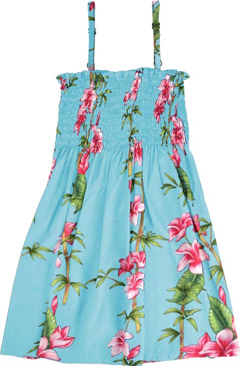 Plumeria Bamboo Panel Girl's Hawaiian Smocked Dress