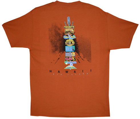 Hawaii Island Signpost Screenprinted Hawaiian T-Shirt