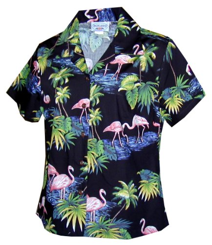 Pacific Legend Women's Pink Flamingo Paradise Fitted Shirt