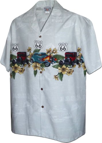 Pacific Legend Mens M to 4X RT 66 Flaming Roadster Chest Band Shirt