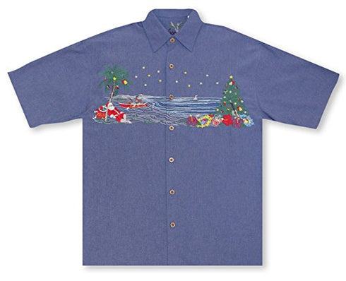 Bamboo Cay Mens Christmas In Paradise Embroidered Shirt
