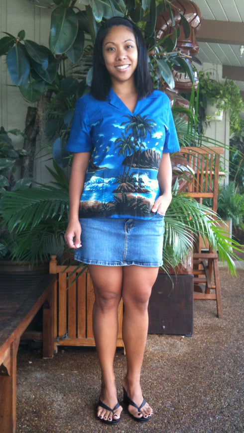 Moonlight Surf Women's Hawaiian Camp Shirt