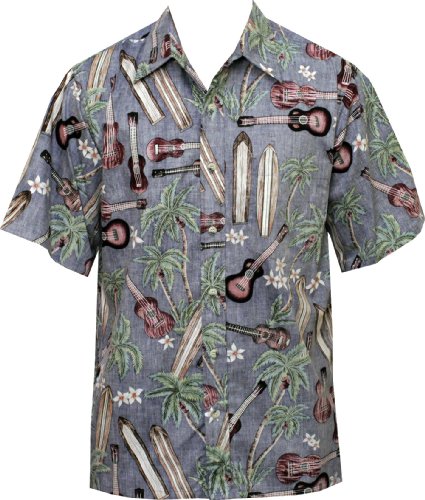 Made in USA - Go Barefoot Men's Palm Ukulele Reverse Aloha Shirt