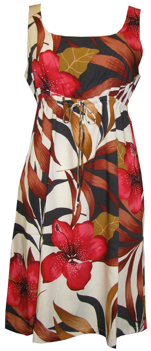 Delightful HIbiscus Women's Empire Tie Front Hawaiian Dress (Regular Fit)