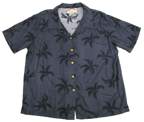 Trade Winds Palm Women's Hawaiian Camp Shirt