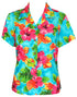Two Palms Women's Hibiscus Watercolor Fitted Blouse