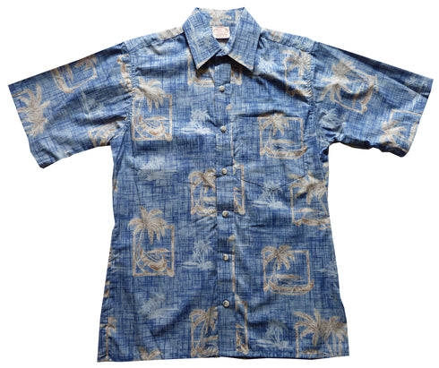 Made in USA - Go Barefoot Men's Outrigger Palm Reverse Aloha Shirt