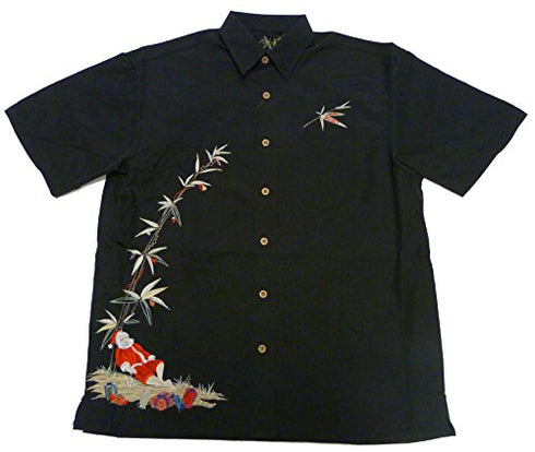 Bamboo Cay Mens Santa Resting Embroidered Shirt