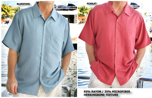 Weekender Solid Color Bungalow Herringbone Resort Shirt