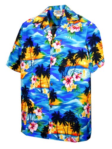 Pacific Legend Mens Brilliant Hawaiian Island Sunset Shirt